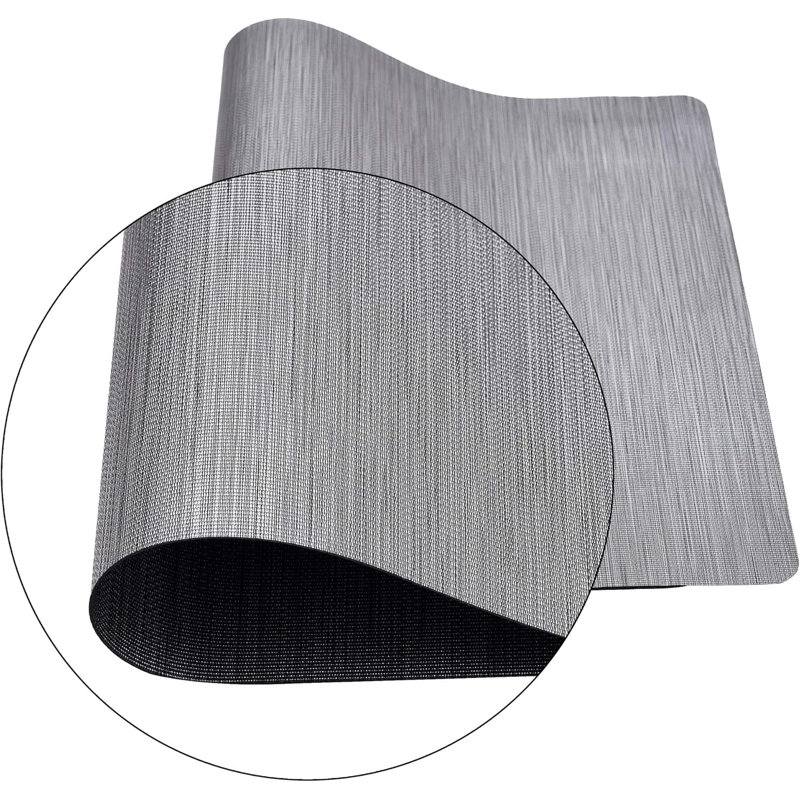 Gray Vinyl Rectangle Placemat Set for Dining Table
