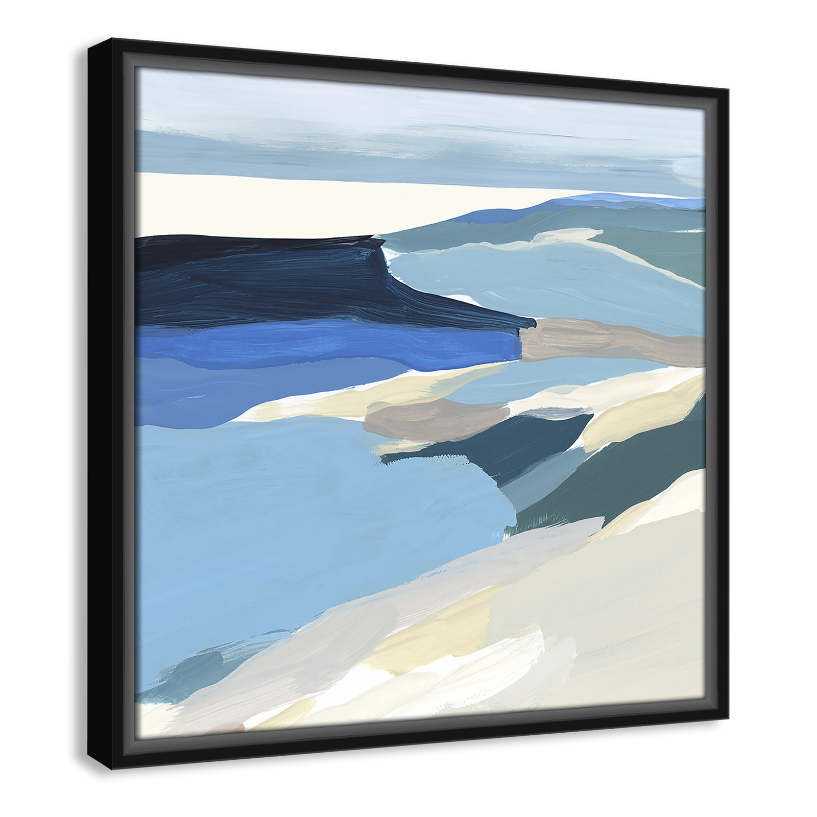 Decker "Graham Lake II" Painting, 17.5" H x 17.5" W x 2" D, Black Framed Canvas