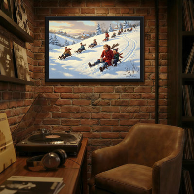 Christmas Winter Sleigh Ride Joyful Scene