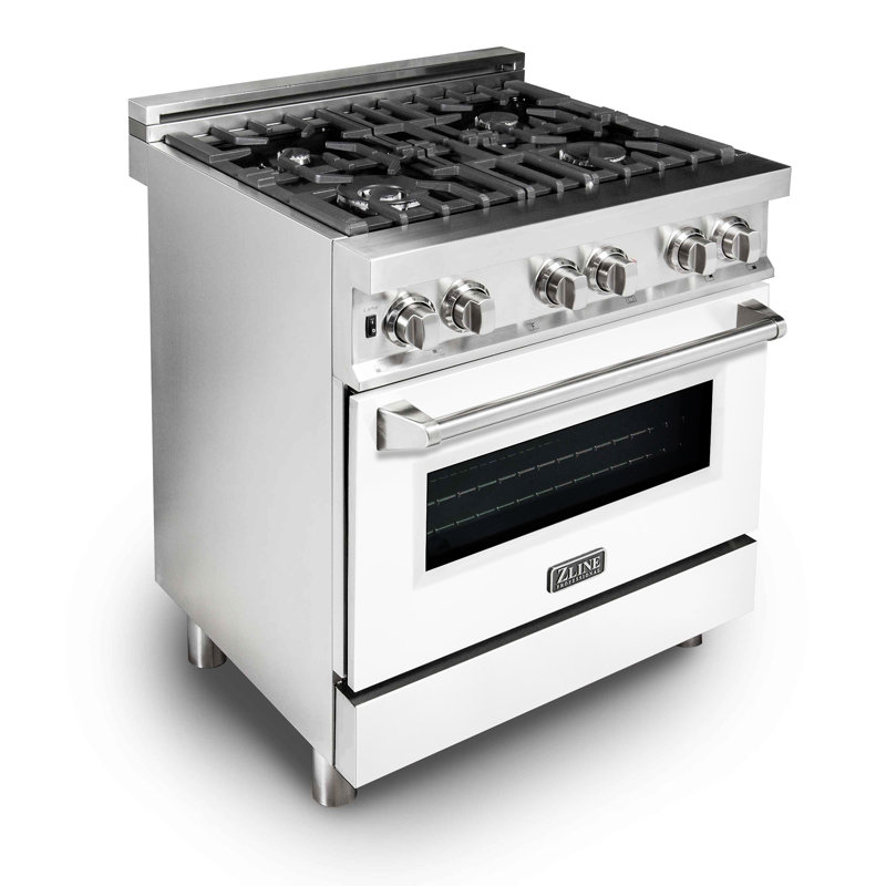 ZLINE 30" Legacy Dual Fuel Range, White Matte Stainless Steel