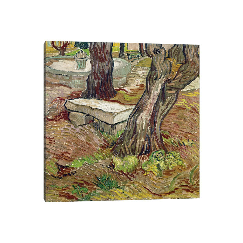 The Park Of The Saint Paul Asylum In Saint-Remy Or Bench De Pierre by Vincent Van Gogh - Wrapped Canvas Gallery-Wrapped Canvas Giclée