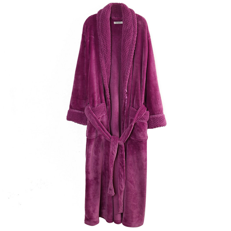 Alwyn Home Longue robe de chambre en molleton doux et chaud pour femme, TG, Violet