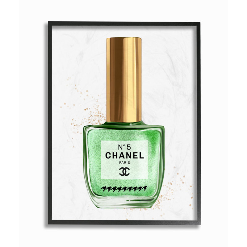 «Makquillage Nail Vernis Green Gold Fashion Design», impression, H 14 po x l 11 po, Giclée encadrée noir minuit