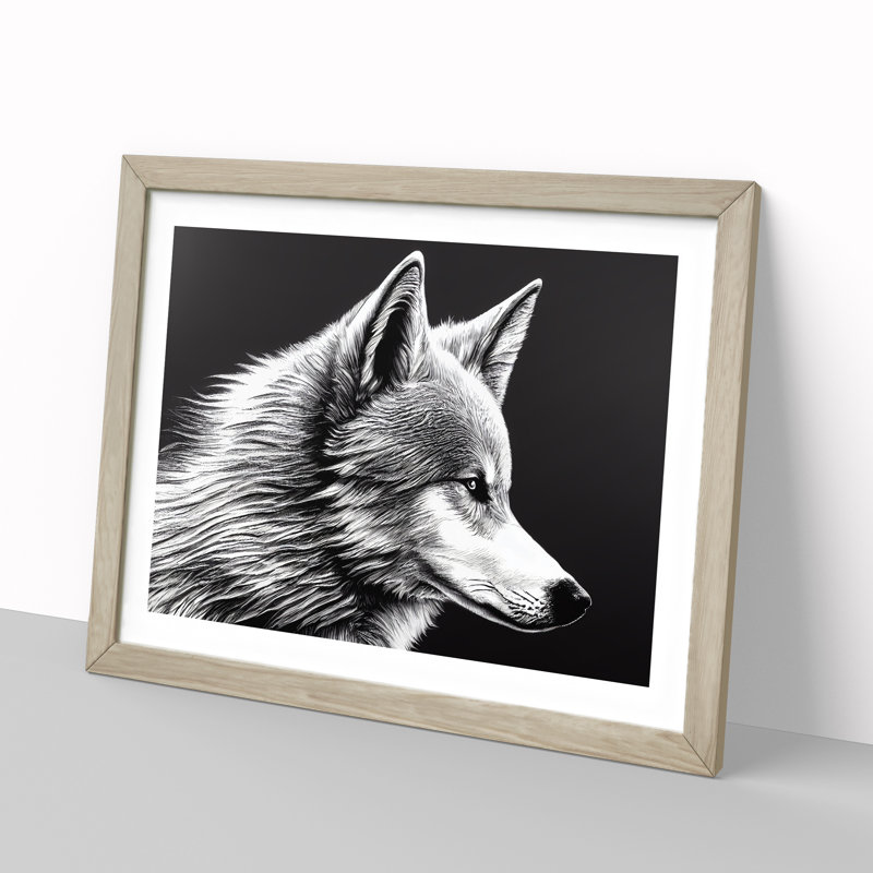 Spectacular Wolf - Framed Print, 46cm H x 64cm W x 2cm D, Oak