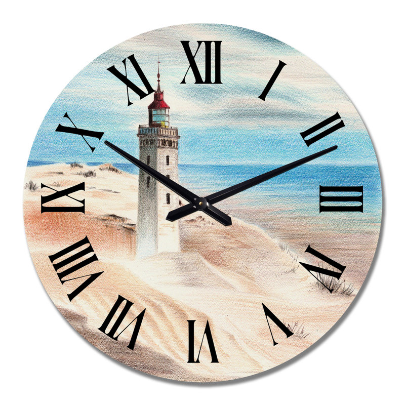 Phare au bord de l'océan - horloge murale nautique et côtière, Grand