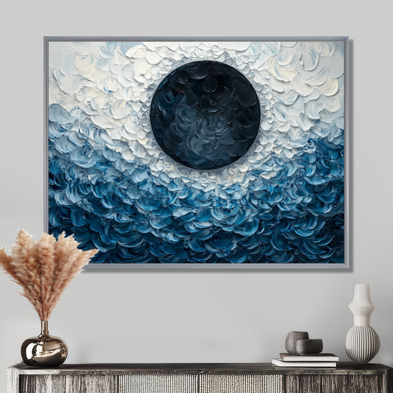 Wingert Eclipse Moon on Coastal Reflection I - lune, art mural, H 34 po x l 44 po, Impression encadrée flottante