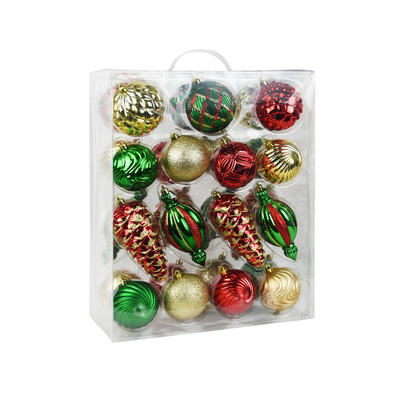 Ensemble d'ornement boule incassable 30 pièces, Vert / bleu / or