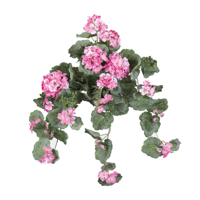 Artificial Geranium Hanging Bush, Light Pink