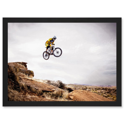 Sport Mountain Bike Jump Sky Big Air Off Road - Single Picture Frame Print