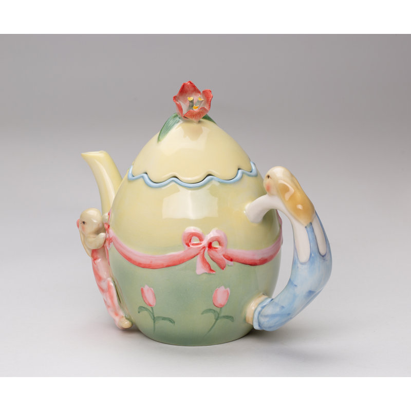 Ceramic Easter Bunny Teapot 5.75"H