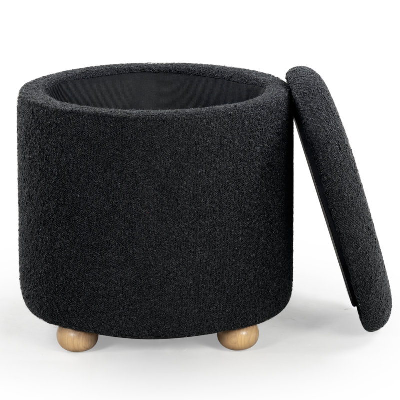 Shayli Upholstered Ottoman, Black Boucle