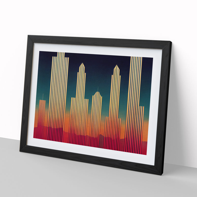 Intense Skyscraper Skyline - Framed Print, Black, 34cm H x 46cm W x 2cm D