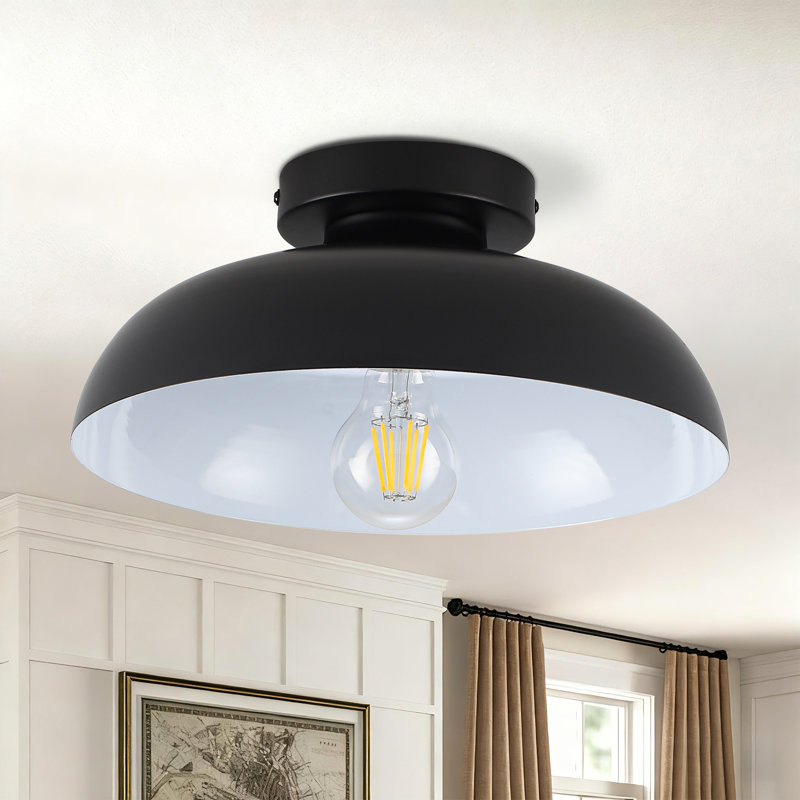Plafonnier semi-encastré 1 lumière, Noir