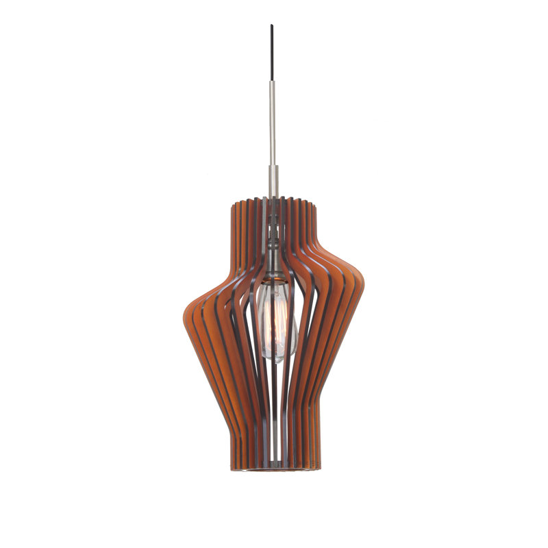 Luminaire suspendu géométrique 1 lumière Brogden, Cerisier, Nickel, H 21,5 po x l 13,75 po x P 13,75 po