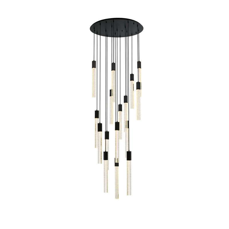 Luminaire suspendu rectangulaire à 16 lumières Aliha, Noir