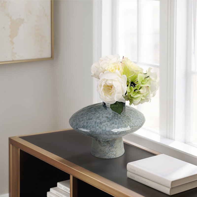 Vase en faïence de poterie fabriqué à la main avec motif sculptural et finition émaillée - Décoration décorative moderne en céramique pour la maison et le bureau
