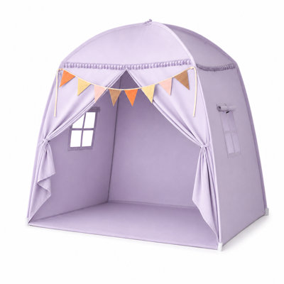 Large Kids Teepee Tent with Flags - Indoor Toddler Playhouse for Boys & Girls | Canopy for Playroom, Bedroom - Perfect Gift Toy(Blue)