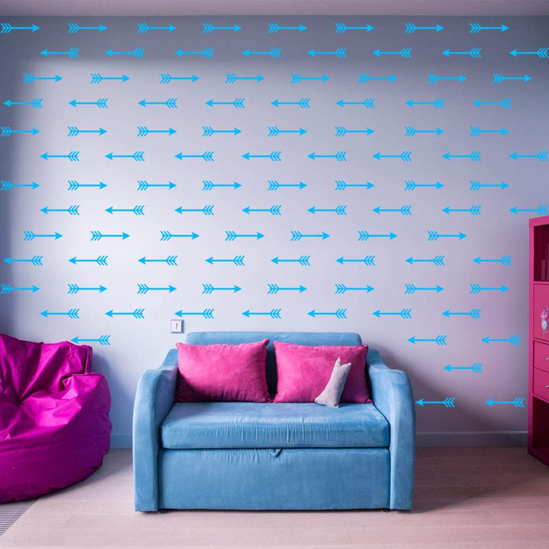 Décalcomanie murale flèches, H 1,5 po x l 7,5 po x P 0,6 po, Bleu ciel