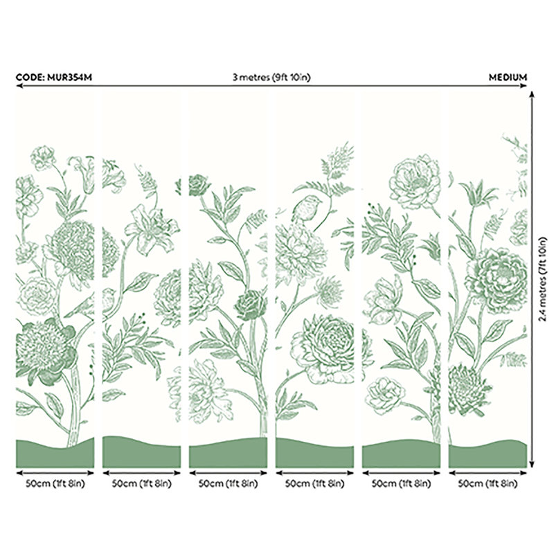 Murale verte Jacobean Rose Trail, Vert