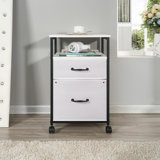 Fabric Storage Cabinet with 2 Drawers & Shelf, Filing Cabinet with Wheels