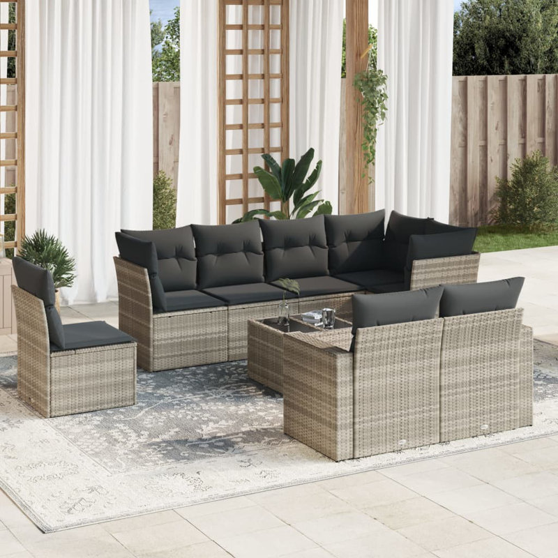  Ensemble de canapé de jardin gris clair, gris foncé