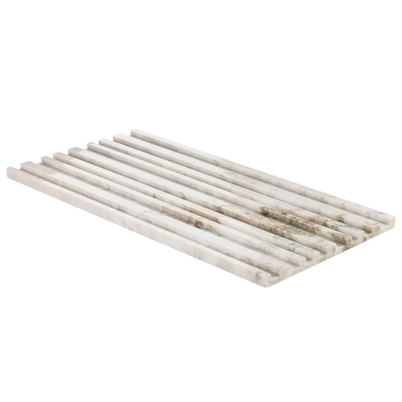 Stonework Alaska White 12x24 Marble Tile, Barcode 3D Polished/Honed
