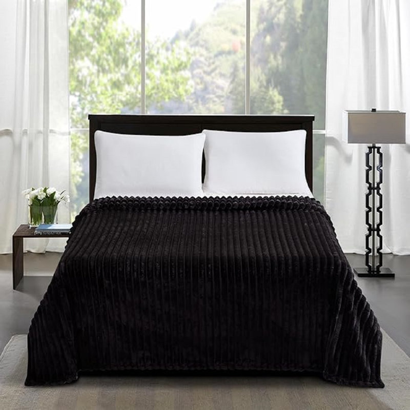 Machine Woven Throw Blanket, 240cm x 200cm, Black