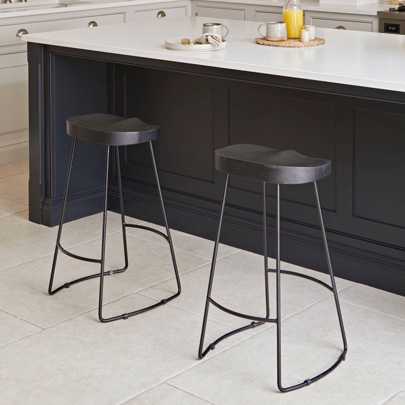 Alvada Counter Stool with Metal Frame, Black