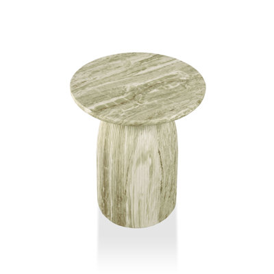Fulcher Stone-Like 17" W Pedestal End Table with Travertine Effect