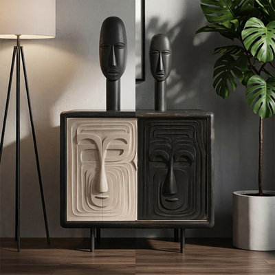 Buffet décoratif rétro en bois manufacturé noir