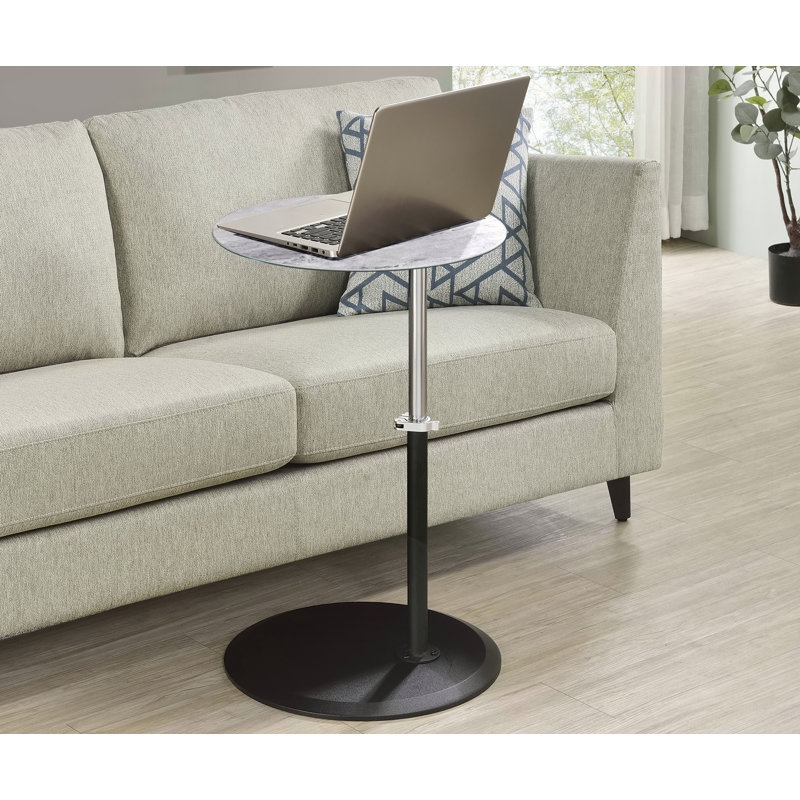 Table de bout l 15,5 po avec plateau texturé en marbre gris réglable en hauteur