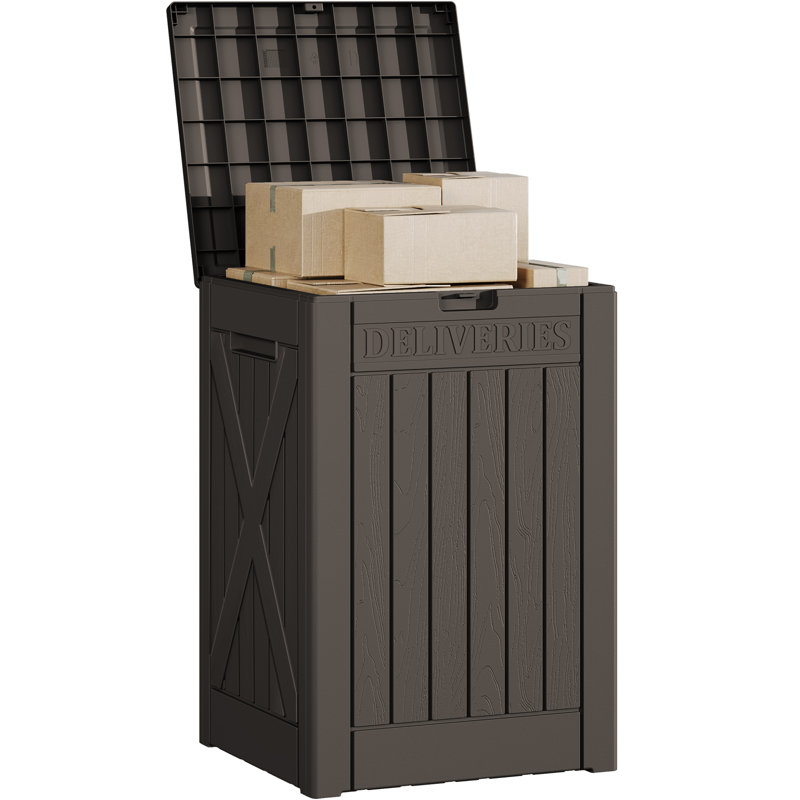 48 Gallon Lockable Resin Package Delivery Box With Lockable Secure, Brown