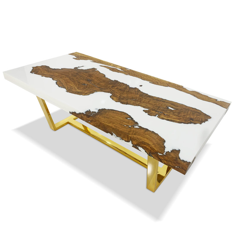 Coffee Table, 17.7" H x 47.2" L x 23.6" W, Ghost White/Brown