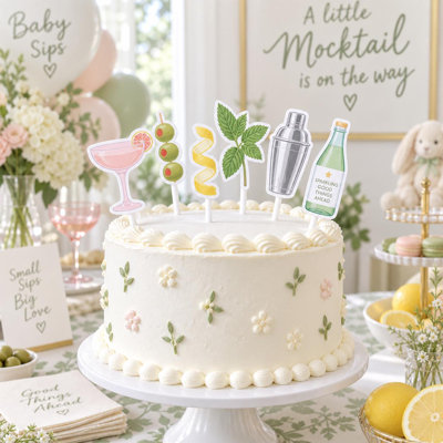 Ensemble de 6 décorations pour gâteau de fête prénatale « Un tout petit bébé est en route »