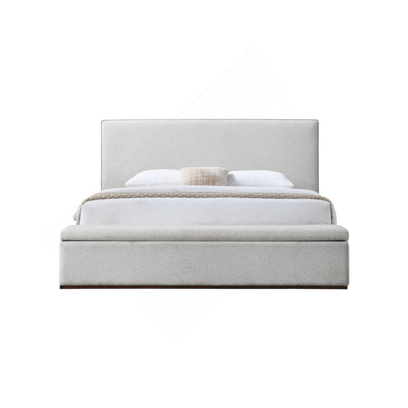 Lit en lin beige avec rangement Boxter, Très grand lit