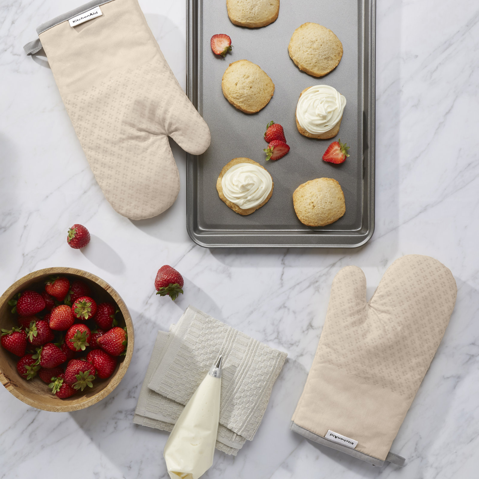KitchenAid Asteroid Solid Textured Oven Mitt, Tan