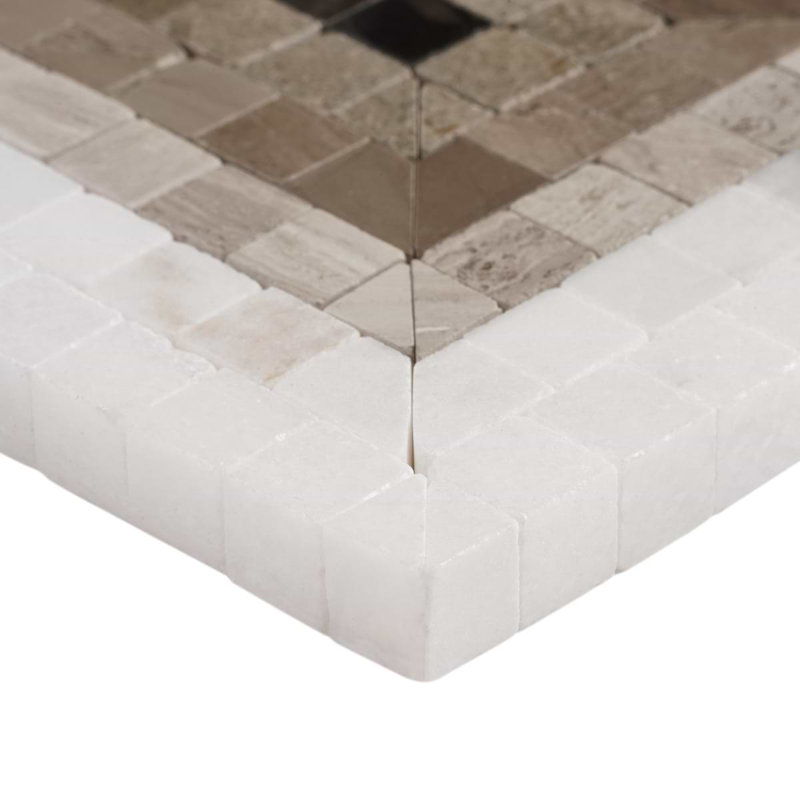 Ako 4x9 Rectangle Marble Micro Mosaic Tile, Saint Laurent Brown