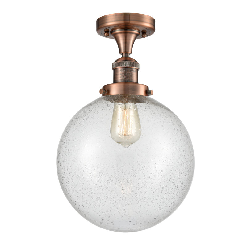 Plafonnier semi-encastré 10 po Zarmayr, Ampoule non incluse, Grainé, Cuivre antique