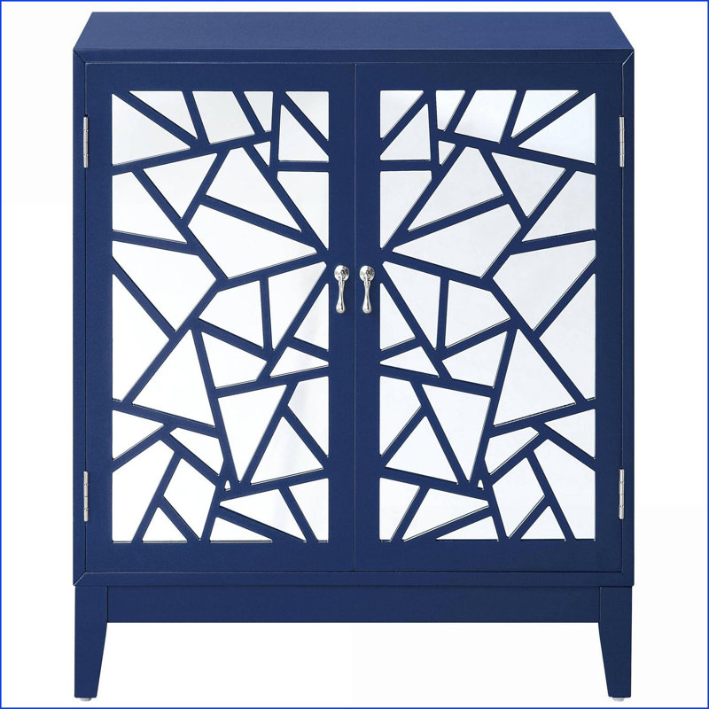 Table basse Breckenridge avec 2 portes en miroir - Rangement polyvalent pour le salon / couloir