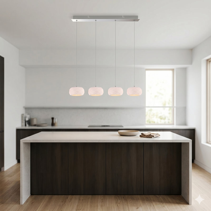 Bixby 4 - Light Natural Cluster Pendant, White