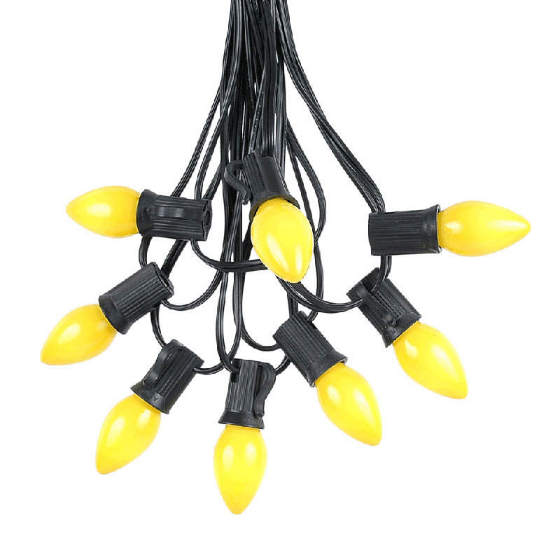 Lampe de noël en céramique avec 25 lumières de chaîne, Jaune