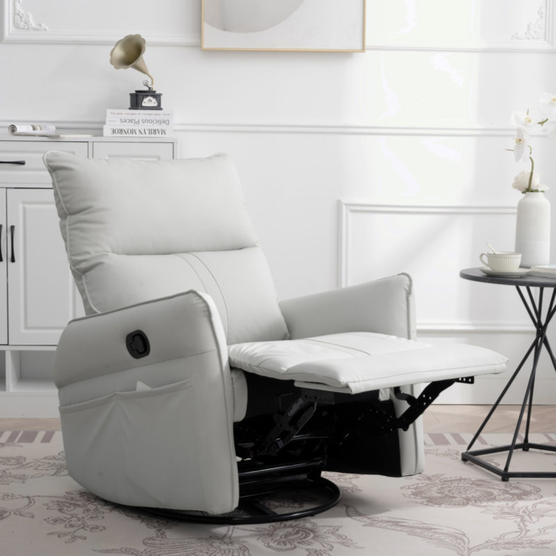 Tyvan Faux Leather Recliner, White, Manual