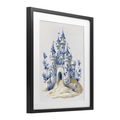 «Funky Toile Castle», reproduction encadrée sous verre, lettrée et doublée