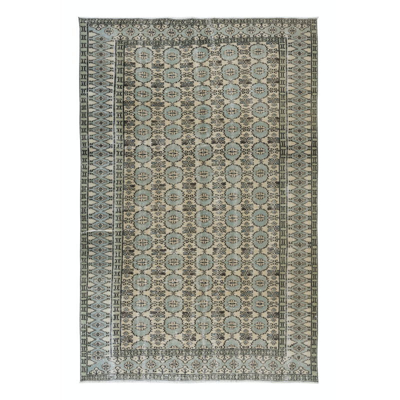 Tapis Oushak rétro fait à la main pour maison de campagne et décor rustique