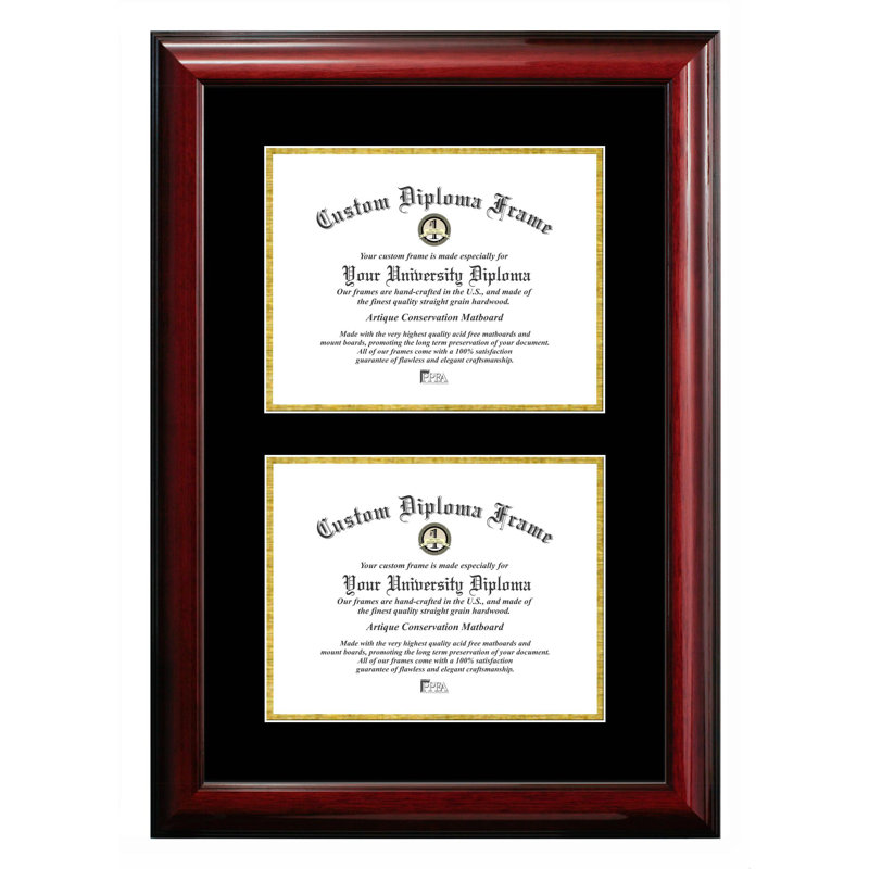 Cadre photo à double degré pour le certificat Traci, 8.5 po X 11 po, Acajou / or