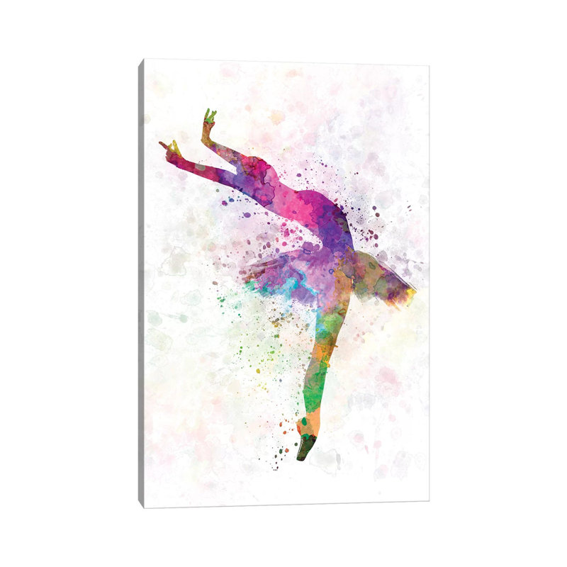«Ballerina Dancing V» par Paul Rommer - peinture sur toile tendue, H 40 po x l 26 po x P 1,5 po