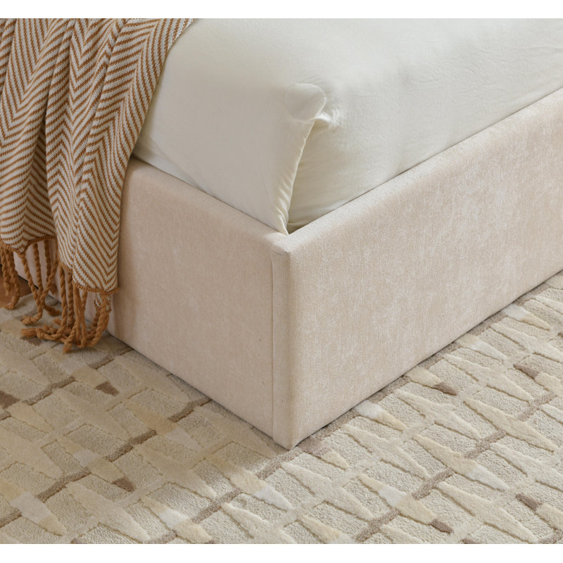 Lit plateforme avec rangement Aristedes, Grand, Beige
