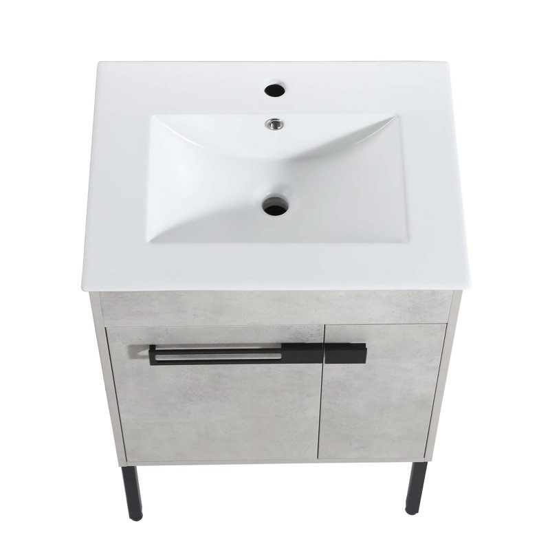 Ensemble de meuble-lavabo simple 24 po avec plateau en céramique Zendah