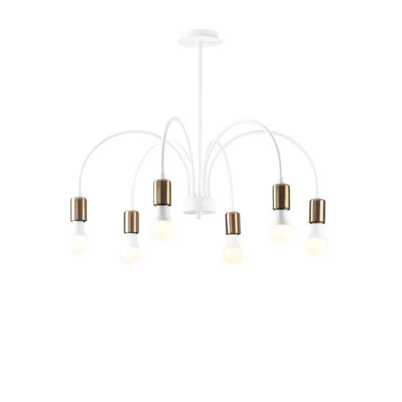 Lustre moderne en métal, 27,0 x 27,0 x 19,7 pouces, finition blanche, 6 x douilles E27 (40 W maximum) | Éclairage élégant pour la salle à manger et les espaces de vie | Conception durable et élégante IP20 avec plaque de base de 12,0 pouces
