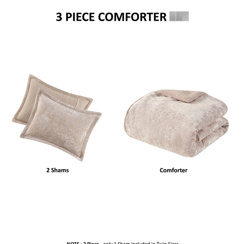 King/ King Comforter - Warm And Backing Pink Crushed Velvet